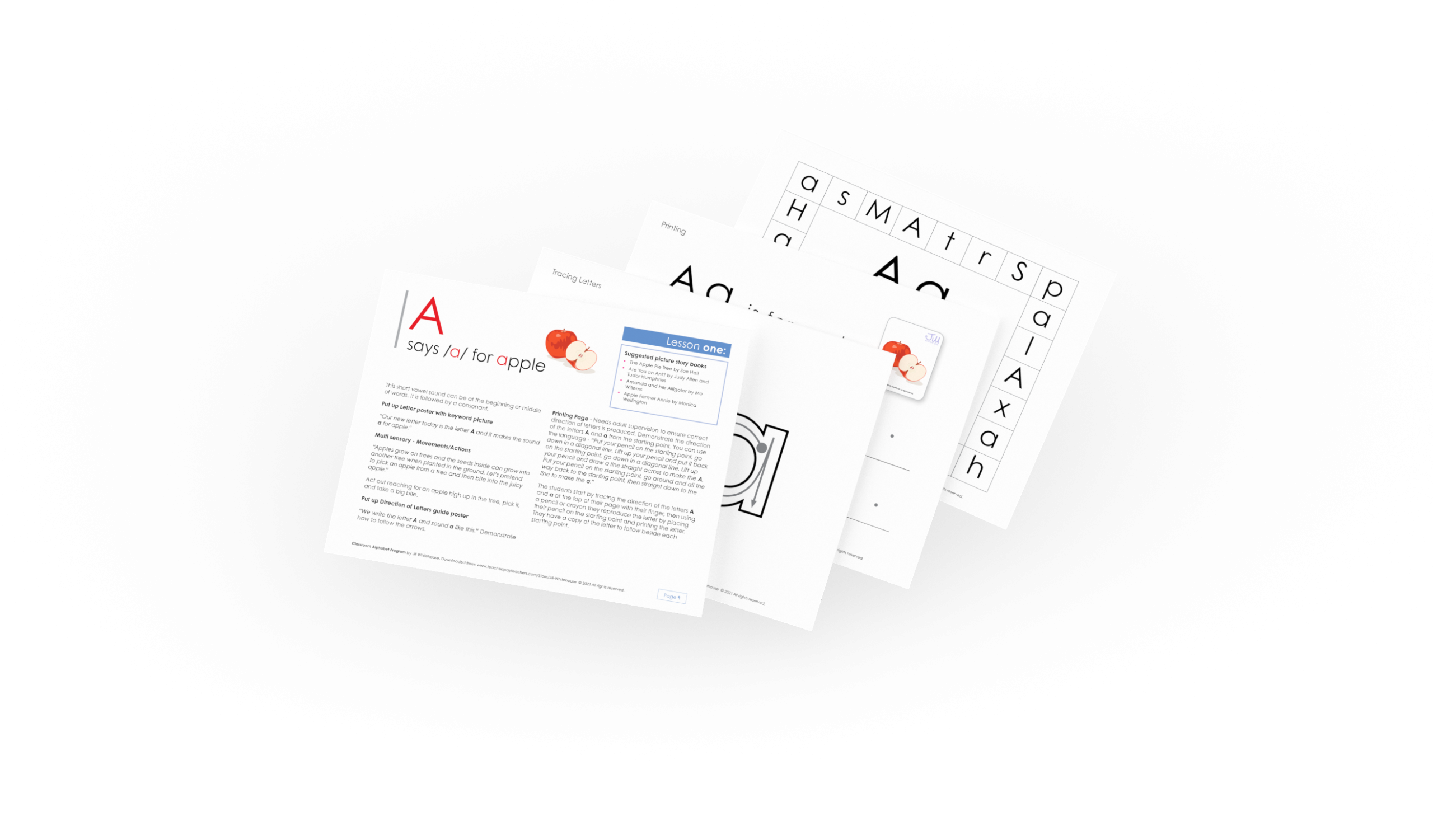 image of alphabet lesson pages from the alphabet program at earlyminds.com
